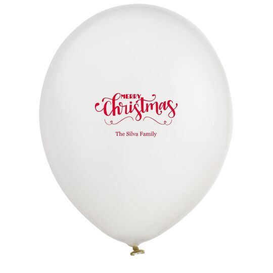 Hand Lettered Merry Christmas Scroll Latex Balloons